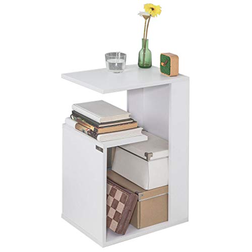 SoBuy-FBT69-W-Table-dappoint-Bout-de-Canap-Table-Caf-Porte-magasine-Porte-Revues-Blanc-0