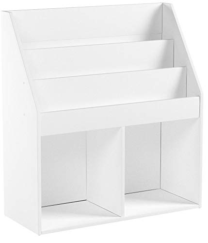 SoBuy-KMB01-W-Bibliothque-tagre--Livres-tagre-de-Rangement-Jouets-pour-Enfants-Porte-revues-3-Compartiments-et-2-Cubes-Ouverts-0
