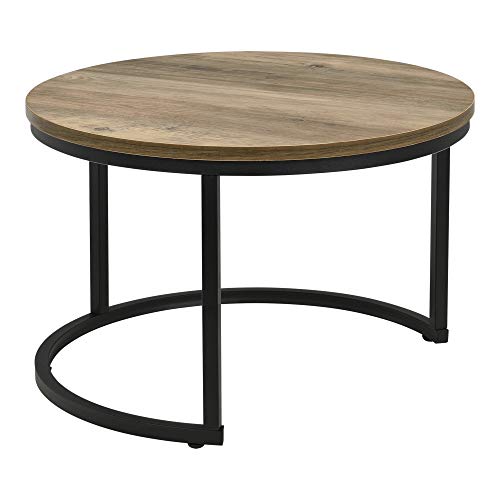 encasa-Set-de-2-Tables-Basses-Rondes-Gigognes-Table-de-Salon-Panneaux-de-Particules-Mtal-Couleur-Bois-Noir-Tailles-0-1