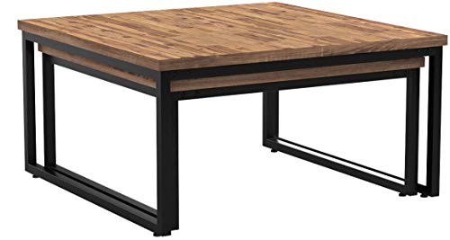 vidaXL-2X-Table-Basse-Gigogne-Teck-Massif-de-Rcupration-Table-dAppoint-0