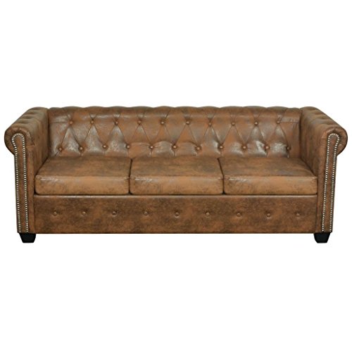 vidaXL-Canap-Chesterfield-3-Places-Cuir-Artificiel-Marron-Canap-de-Salon-0-1