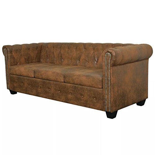 vidaXL-Canap-Chesterfield-3-Places-Cuir-Artificiel-Marron-Canap-de-Salon-0-2