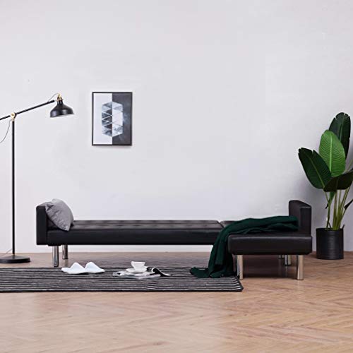 vidaXL-Canap-lit-en-Forme-de-L-pour-canap-dinvit-Canap-lit-Canap-dangle-Canap-dangle-Canap-en-Cuir-Canap-Canap-dappartement-Loungesofa-Noir-Simili-Cuir-0-1