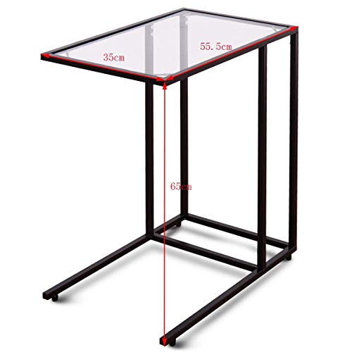 COSTWAY-Table-dAppoint-Table-Basse-Bout-de-Canap--caf-en-Verre-Tremp-et-Acier-35-x-555-x-65-cm-Noire-0-0