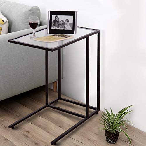 COSTWAY-Table-dAppoint-Table-Basse-Bout-de-Canap--caf-en-Verre-Tremp-et-Acier-35-x-555-x-65-cm-Noire-0-2