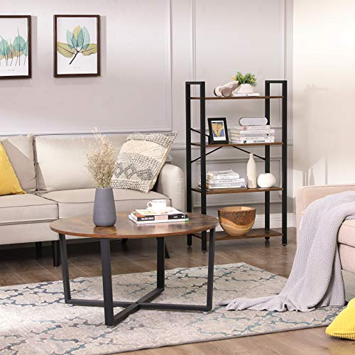 VASAGLE-Bibliothque-tagre-de-Rangement--4-Niveaux-tagre-chelle-Cadre-en-Fer-Stable-Chambre-Bureau-Style-Industriel-Marron-Rustique-LLS60BX-0-0