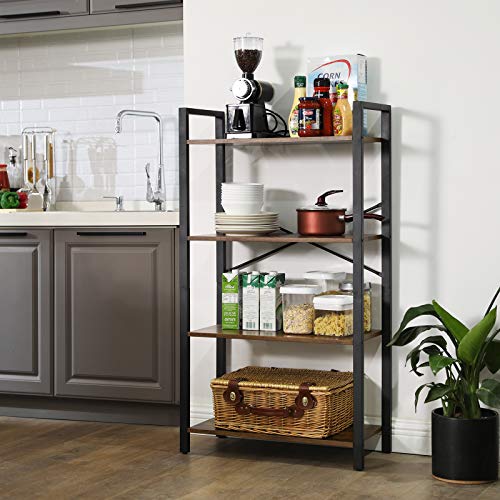 VASAGLE-Bibliothque-tagre-de-Rangement--4-Niveaux-tagre-chelle-Cadre-en-Fer-Stable-Chambre-Bureau-Style-Industriel-Marron-Rustique-LLS60BX-0-2