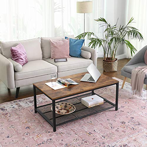VASAGLE-Table-Basse-Table-de-Salon-avec-tagre-en-Maille-Large-Espace-de-Rangement-Montage-facile-Stable-Style-Industriel-Marron-Rustique-LCT64X-0-1