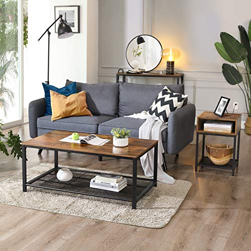 VASAGLE-Table-Basse-Table-de-Salon-avec-tagre-en-Maille-Large-Espace-de-Rangement-Montage-facile-Stable-Style-Industriel-Marron-Rustique-LCT64X-0-2