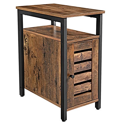 VASAGLE-Table-dAppoint-Table-Console-Bout-de-Canap-avec-Porte-2-Niveaux-tagre--Hauteur-Rglable-Structure-en-Fer-30-x-50-x-60-cm-Style-Industriel-Marron-Rustique-LET61BX-0