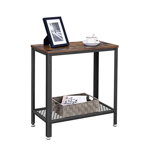 VASAGLE-Table-dappoint-Table-de-Chevet-Style-Industriel-Montage-Facile-Gain-de-Place-avec-tagre-en-Treillis-pour-Salon-Chambre-Couloir-60-x-30-x-60-cm-troit-Fer-Vintage-LET31BX-0-0