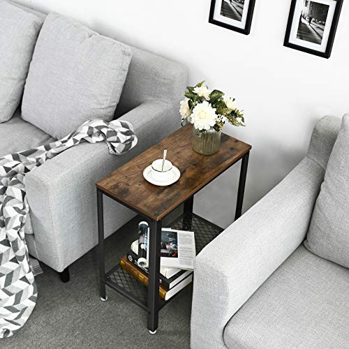 VASAGLE-Table-dappoint-Table-de-Chevet-Style-Industriel-Montage-Facile-Gain-de-Place-avec-tagre-en-Treillis-pour-Salon-Chambre-Couloir-60-x-30-x-60-cm-troit-Fer-Vintage-LET31BX-0-1