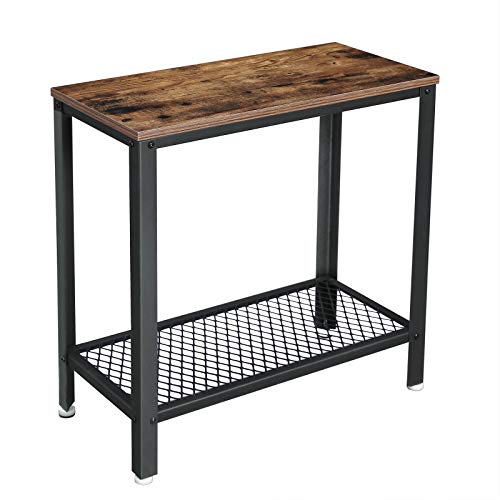 VASAGLE-Table-dappoint-Table-de-Chevet-Style-Industriel-Montage-Facile-Gain-de-Place-avec-tagre-en-Treillis-pour-Salon-Chambre-Couloir-60-x-30-x-60-cm-troit-Fer-Vintage-LET31BX-0