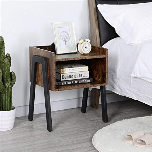 Yaheetech-2-x-Table-de-Chevet-Industriel-Table-dappoint-Vintage-Table-de-Nuit-Rtro-avec-Compartiment-Ouvert-Bout-de-Canap-Bois-pour-Salon-Chambre-Couloir-Bureau-Montage-Facile-46-x-35-x-525-cm-0-0