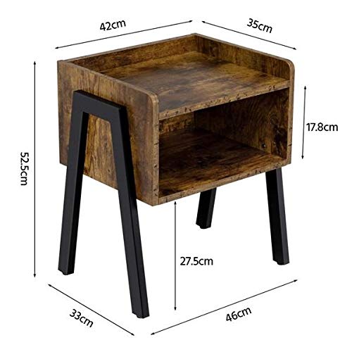 Yaheetech-2-x-Table-de-Chevet-Industriel-Table-dappoint-Vintage-Table-de-Nuit-Rtro-avec-Compartiment-Ouvert-Bout-de-Canap-Bois-pour-Salon-Chambre-Couloir-Bureau-Montage-Facile-46-x-35-x-525-cm-0-2