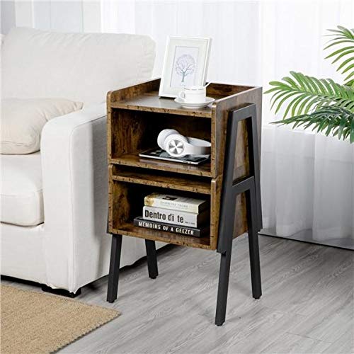 Yaheetech-2-x-Table-de-Chevet-Industriel-Table-dappoint-Vintage-Table-de-Nuit-Rtro-avec-Compartiment-Ouvert-Bout-de-Canap-Bois-pour-Salon-Chambre-Couloir-Bureau-Montage-Facile-46-x-35-x-525-cm-0