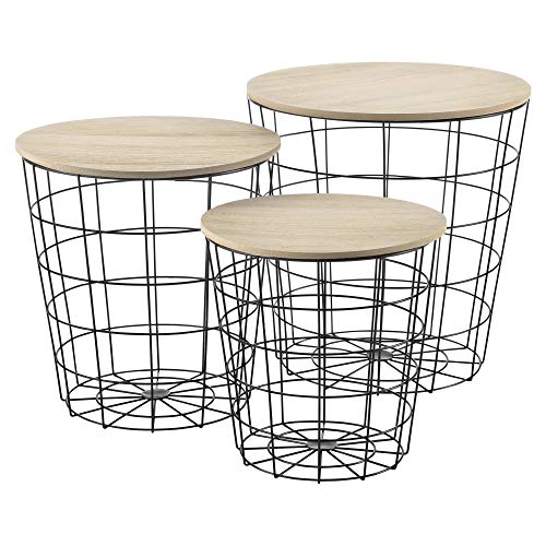 encasa-Kit-de-3-Tables-Basses-Tables-Gigognes-Tables-de-Salon-Paniers-Mtal-MDF-Multicolore-Tailles-Diffrentes-0
