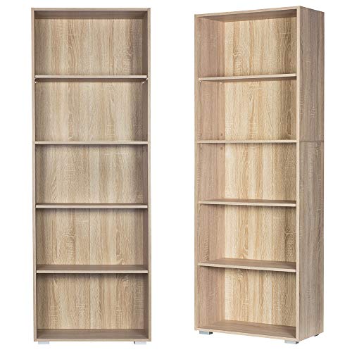 tagre-Bibliothque-chne-190-cm-Meuble-de-Rangement-Vela-5-Compartiments-0-0