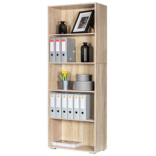 tagre-Bibliothque-chne-190-cm-Meuble-de-Rangement-Vela-5-Compartiments-0
