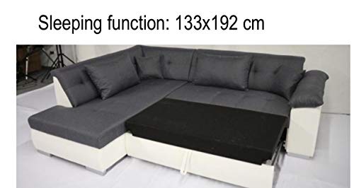 tendencio-Canap-dangle-Convertible-en-lit-LITO-Assise-en-Tissu-Gris-et-Contour-en-Simili-Cuir-Noir-0-0