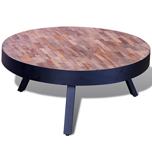 vidaXL-Table-Basse-Ronde-en-Teck-Recycl-Table-de-Canap-Table-de-Salon-Sjour-0-0