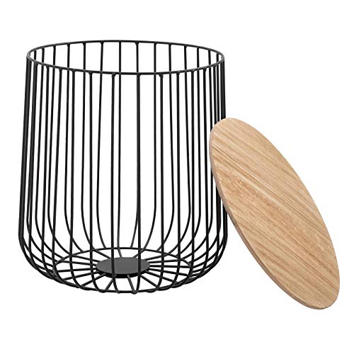 IDIMEX-Lot-de-2-Tables-dappoint-ERRANO-Tables--caf-Tables-Basses-Rondes-Bouts-de-canap-Design-Vintage-Industriel-Rangement-Panier-en-mtal-avec-Plateau-Amovible-en-MDF-0-1