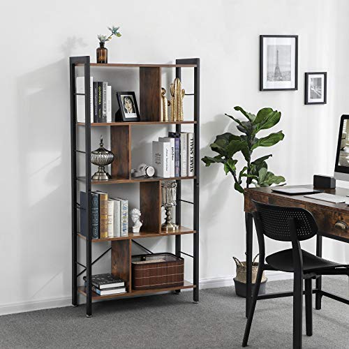 VASAGLE-Bibliothque-de-style-industriel-tagre-de-rangement--4-niveaux-Meuble-de-rangement-sur-pied-pour-Salon-Bureau-Montage-facileArmature-en-fer-stable-Rustique-LBC12BX-0-1