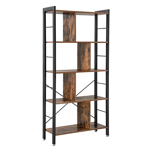 VASAGLE-Bibliothque-de-style-industriel-tagre-de-rangement--4-niveaux-Meuble-de-rangement-sur-pied-pour-Salon-Bureau-Montage-facileArmature-en-fer-stable-Rustique-LBC12BX-0