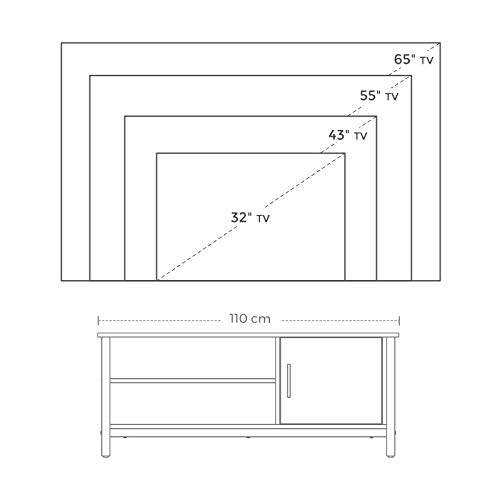 VASAGLE-Meuble-TV-pour-Tlvision-Jusqu-48-Pouces-Support-TV-avec-Placard-et-2-Compartiments-Ouverts-pour-Salon-Chambre-Couloir-110-x-40-x-45-cm-Style-Industriel-Marron-Rustique-LTV42BX-0-2