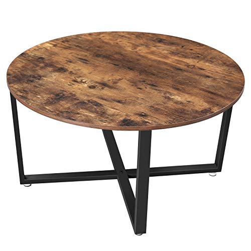 VASAGLE-Table-Basse-Ronde-Table-de-Salon-Style-Industriel-Cadre-Mtallique-Durable-Facile--Assembler-pour-Salon-Chambre--Coucher-Marron-Rustique-LCT88X-0