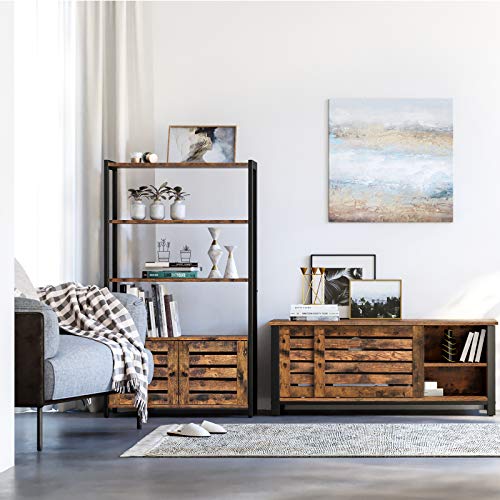 VASAGLE-Bibliothque-Meuble-de-Rangement-Style-Industriel-avec-3-tagres-et-2-Portes-battantes-pour-Salon-Bureau--Domicile-Chambre-70-x-30-x-1215-cm-Multifonctionnel-Vintage-LSC75BX-0-0