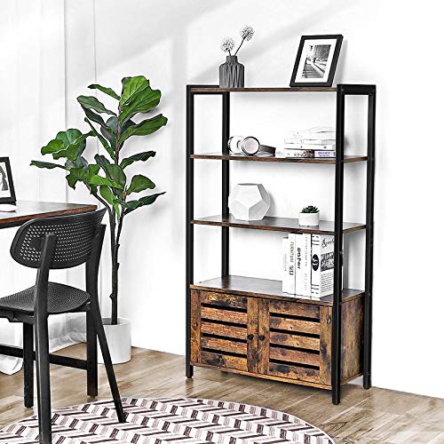 VASAGLE-Bibliothque-Meuble-de-Rangement-Style-Industriel-avec-3-tagres-et-2-Portes-battantes-pour-Salon-Bureau--Domicile-Chambre-70-x-30-x-1215-cm-Multifonctionnel-Vintage-LSC75BX-0-1