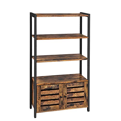VASAGLE-Bibliothque-Meuble-de-Rangement-Style-Industriel-avec-3-tagres-et-2-Portes-battantes-pour-Salon-Bureau--Domicile-Chambre-70-x-30-x-1215-cm-Multifonctionnel-Vintage-LSC75BX-0