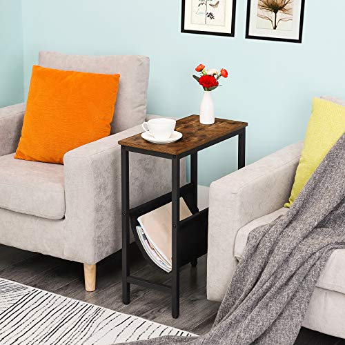 HOOBRO-Table-dAppoint-Bout-de-Canap-Fin-avec-Pochette-de-Rangement-Table-de-Chevet-de-Style-Industriel-pour-Petit-Espace-Montage-Facile-Cadre-en-Mtal-Aspect-BoisMarron-Rustique-EBF41BZ01-0-2