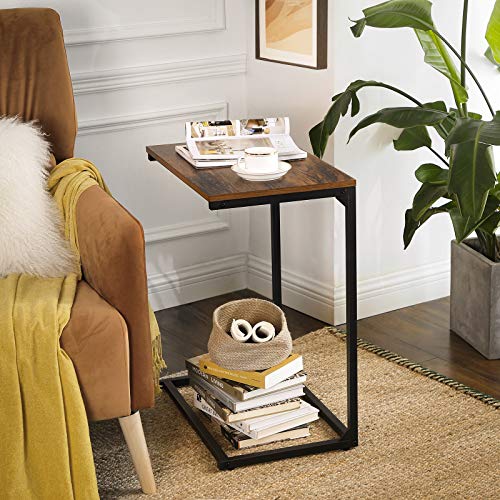 VASAGLE-Table-dappoint-Bout-de-canap-Table-de-Chevet-Table-de-lit-pour-Chambre-Salon-Structure-Simple-Stable-Style-Industriel-Marron-Rustique-et-Noir-LNT52BX-0-0