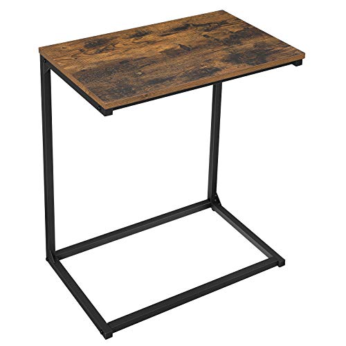 VASAGLE-Table-dappoint-Bout-de-canap-Table-de-Chevet-Table-de-lit-pour-Chambre-Salon-Structure-Simple-Stable-Style-Industriel-Marron-Rustique-et-Noir-LNT52BX-0