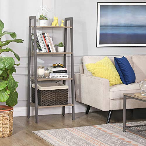 VASAGLE-tagre-de-Rangement-Bibliothque--4-Niveaux-avec-Cadre-en-mtal-pour-Salon-Chambre-Cuisine-Balcon-Style-Industriel-Greige-et-Gris-LLS44MG-0-0