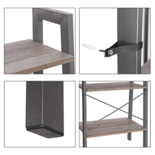 VASAGLE-tagre-de-Rangement-Bibliothque--4-Niveaux-avec-Cadre-en-mtal-pour-Salon-Chambre-Cuisine-Balcon-Style-Industriel-Greige-et-Gris-LLS44MG-0-1