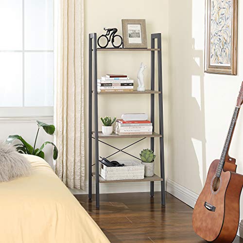 VASAGLE-tagre-de-Rangement-Bibliothque--4-Niveaux-avec-Cadre-en-mtal-pour-Salon-Chambre-Cuisine-Balcon-Style-Industriel-Greige-et-Gris-LLS44MG-0-2