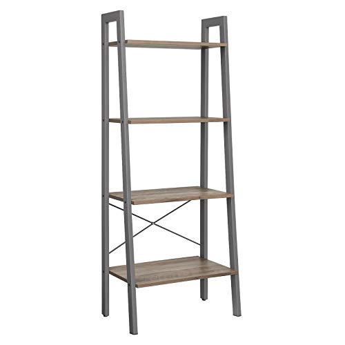 VASAGLE-tagre-de-Rangement-Bibliothque--4-Niveaux-avec-Cadre-en-mtal-pour-Salon-Chambre-Cuisine-Balcon-Style-Industriel-Greige-et-Gris-LLS44MG-0