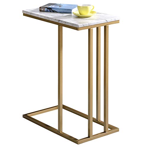 IDIMEX-Bout-de-canap-Carlota-en-mtal-dor-et-Plateau-rectangulaire-en-MDF-dcor-marbre-Blanc-Table-dappoint-Table--caf-Table-Basse-de-Salon-Design-Chic-et-lgant-0
