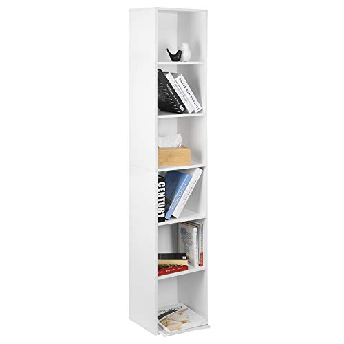 WOLTU-Bibliothque-MDF-tagre-de-Rangement-pour-Bureau-Salon-Salle-dtude-avec-6-Compartiments-30x235x1584cmBlanc-SK003ws6-0-0
