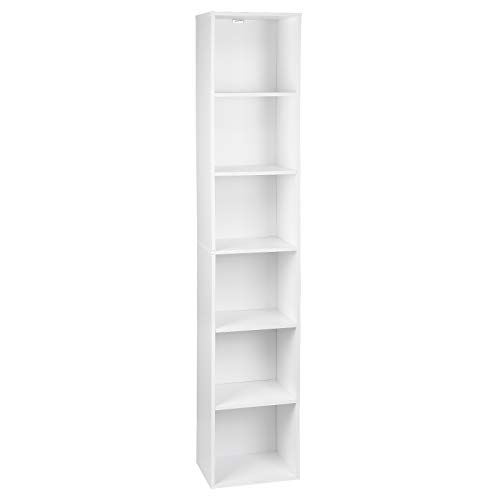 WOLTU-Bibliothque-MDF-tagre-de-Rangement-pour-Bureau-Salon-Salle-dtude-avec-6-Compartiments-30x235x1584cmBlanc-SK003ws6-0