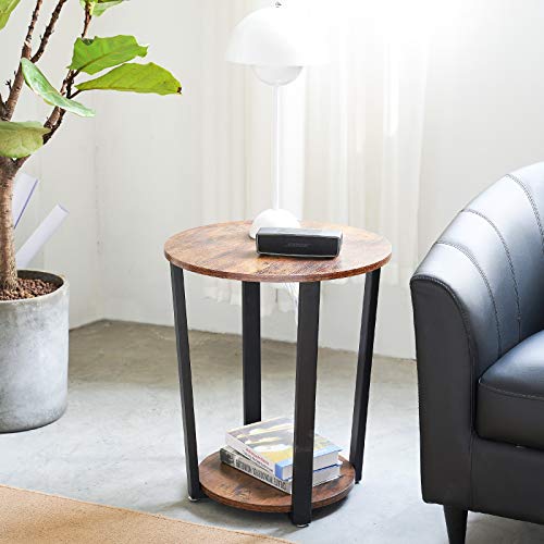YMYNY-Table-dAppoint-Table-Ronde--2-Niveaux-avec-Cadre-en-Mtal-Robuste-Bout-de-Canap-de-Style-Industriel-Table-de-Chevet-Vintage-pour-Salon-Assemblage-Facile-HTMJ020H-0-0