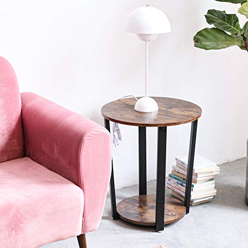 YMYNY-Table-dAppoint-Table-Ronde--2-Niveaux-avec-Cadre-en-Mtal-Robuste-Bout-de-Canap-de-Style-Industriel-Table-de-Chevet-Vintage-pour-Salon-Assemblage-Facile-HTMJ020H-0-2
