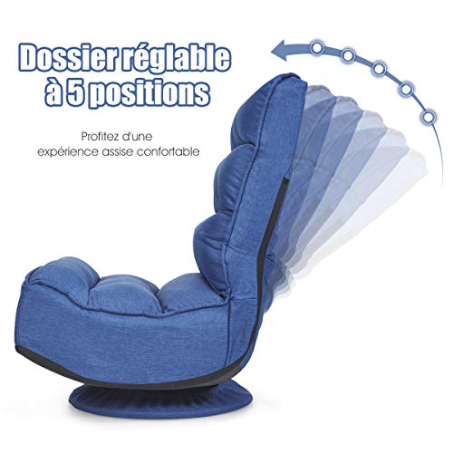 Costway-Chaise-Relax-Pivotant-360-Degrs-Pliable-et-Rglable-en-5-PositionsChaise-Rembourre-Confortable-Idale-pour-Lire-Regarder-la-Tlvision-ou-Jouer-0-0