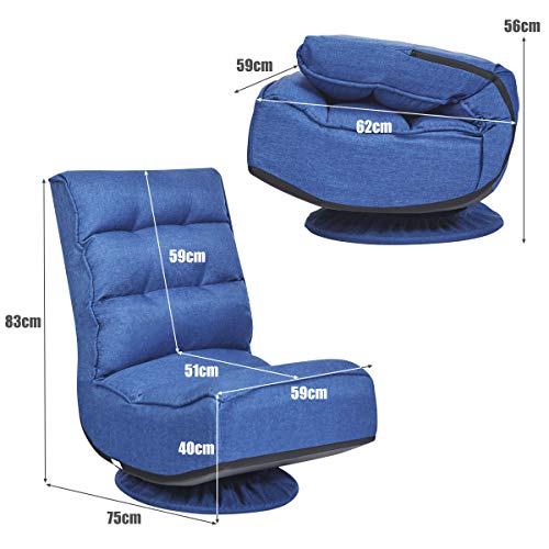 Costway-Chaise-Relax-Pivotant-360-Degrs-Pliable-et-Rglable-en-5-PositionsChaise-Rembourre-Confortable-Idale-pour-Lire-Regarder-la-Tlvision-ou-Jouer-0-2
