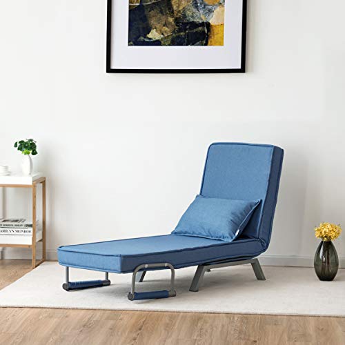 Costway-Fauteuil-ConvertibleFauteuil-lit-Chauffeuse-1-Place-en-Tissu-avec-CoussinDossier-Rglable-de-5-Positions-et-2-Accoudoirs-pour-SalonBureauChambre-0-0