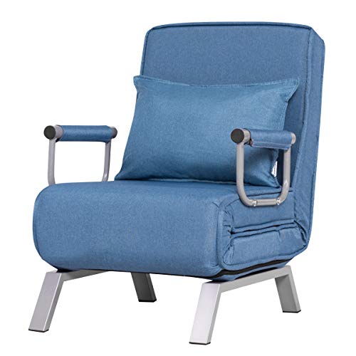 Costway-Fauteuil-ConvertibleFauteuil-lit-Chauffeuse-1-Place-en-Tissu-avec-CoussinDossier-Rglable-de-5-Positions-et-2-Accoudoirs-pour-SalonBureauChambre-0