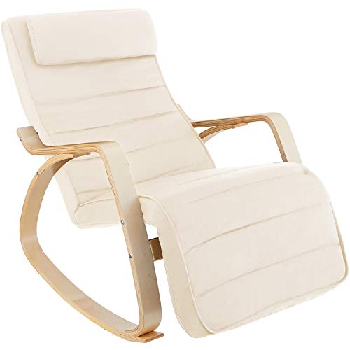 TecTake-800795-Fauteuil--Bascule-Chaise-Berante-Rocking-Chair-Repose-Pied-Rglable-en-5-Positions-Bois-Confortable--Diverses-Couleurs-0